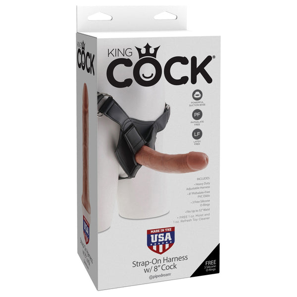 King Cock Strap-on Harness With 8" Cock - Tan