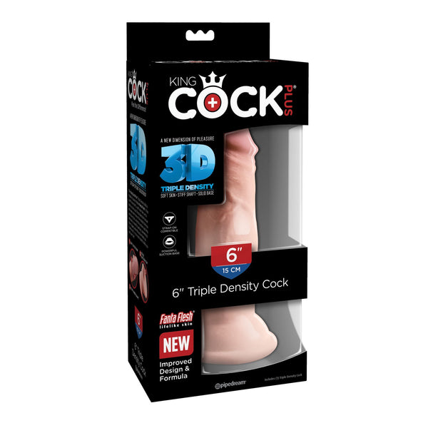 King Cock Plus Triple Density 6 Inch Cock - Flesh