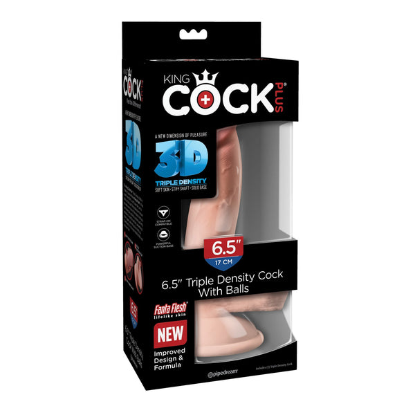 King Cock Plus Triple Density 6.5 Inch Cock With Balls - Flesh