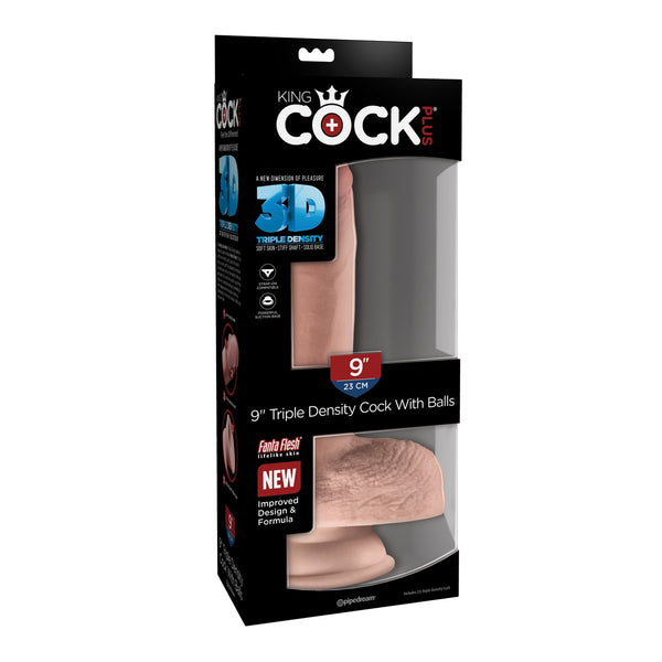 King Cock Plus Triple Density 9 Cock With Balls - Flesh