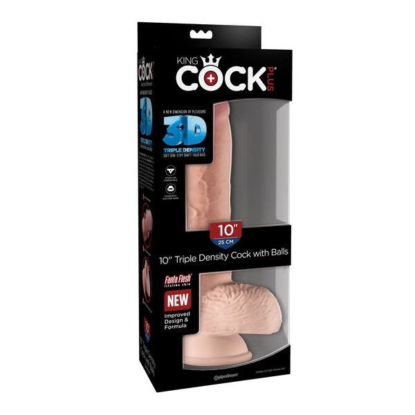 King Cock Plus Triple Density 10 Inch Cock With Balls - Flesh