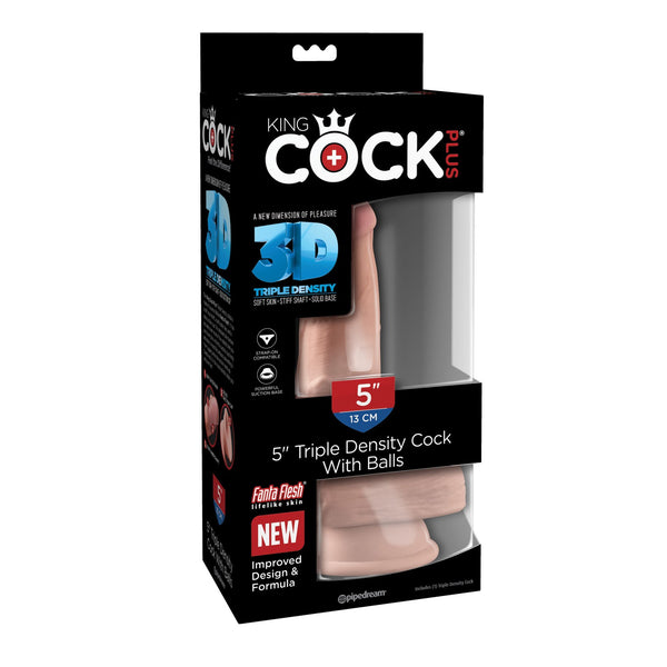 King Cock Plus Triple Density 5 Inch Cock With Balls - Flesh
