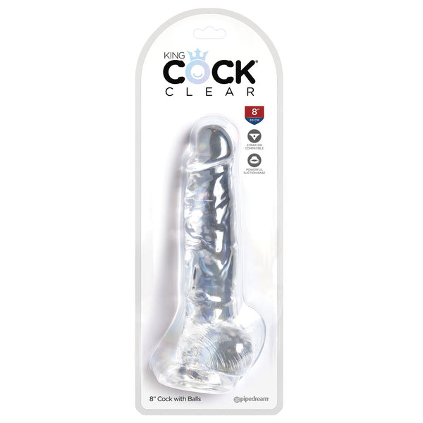 King Cock Clear 8" Cock With Balls