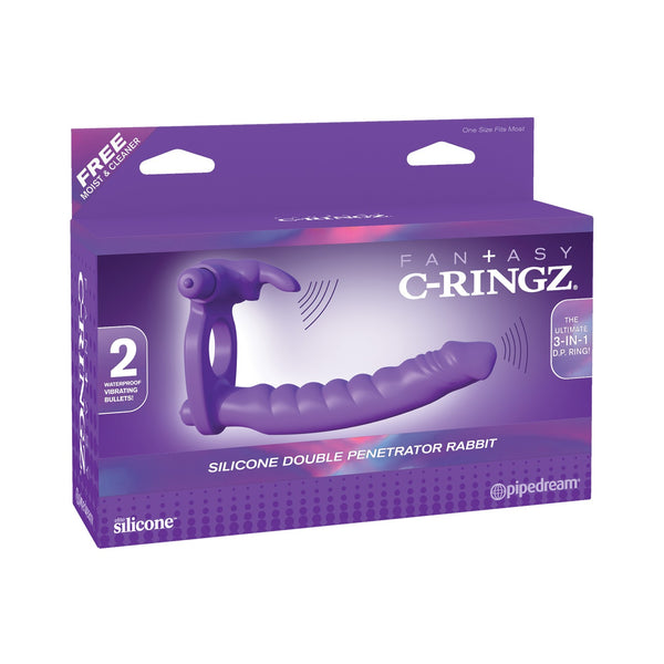 Fantasy C-Ringz Silicone Double Penetrator Rabbit - Purple