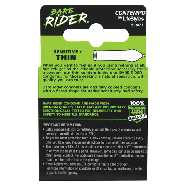 Contempo Bare Rider Thin Condom Pack - Pack of 3