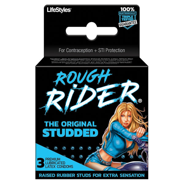 Lifestyles Rough Rider Studded Condom Pack - Pack of 3