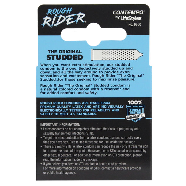 Lifestyles Rough Rider Studded Condom Pack - Pack of 3