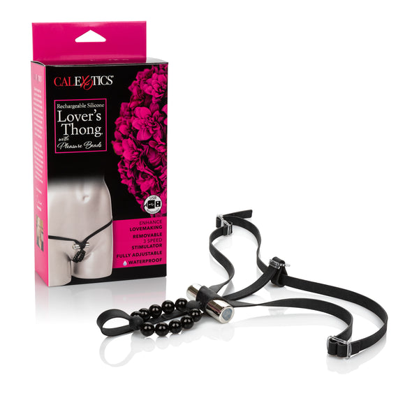 Rechargeable Silicone Lover's Thong With Pleasure Beads