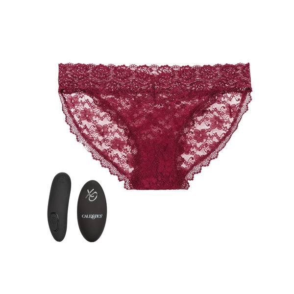 Remote Control Lace Panty Set - S/ M - Burgundy