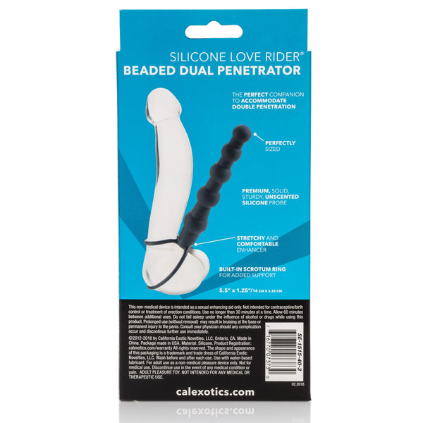 Silicone Love Rider Beaded Dual Penetrator - Black