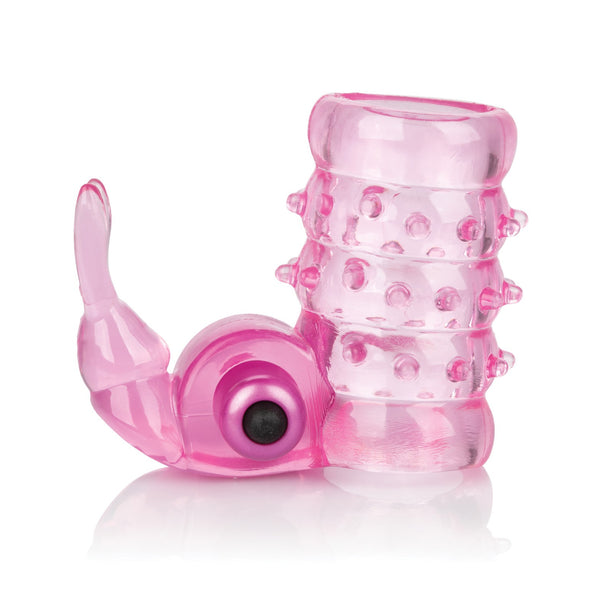 Basic Essentials Stretchy Vibrating Bunny Enhancer - Pink