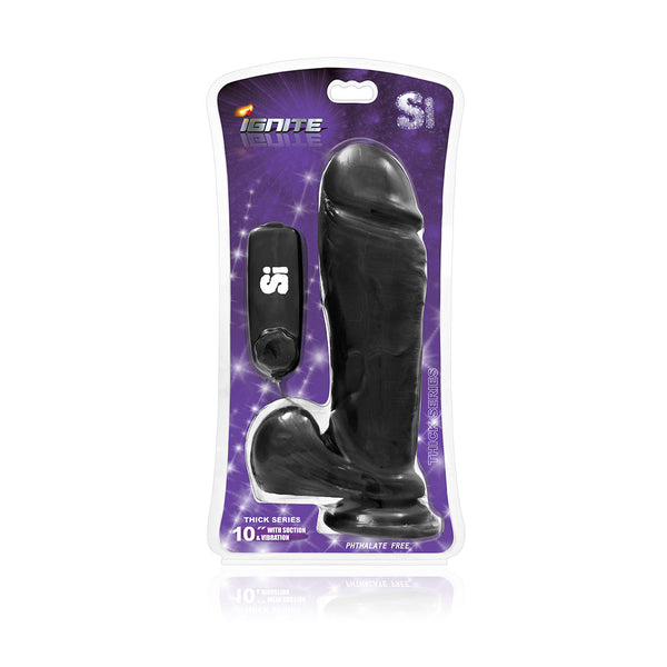 Thick Series 10" Thick Cock W/balls, Egg, &  Suction - Black