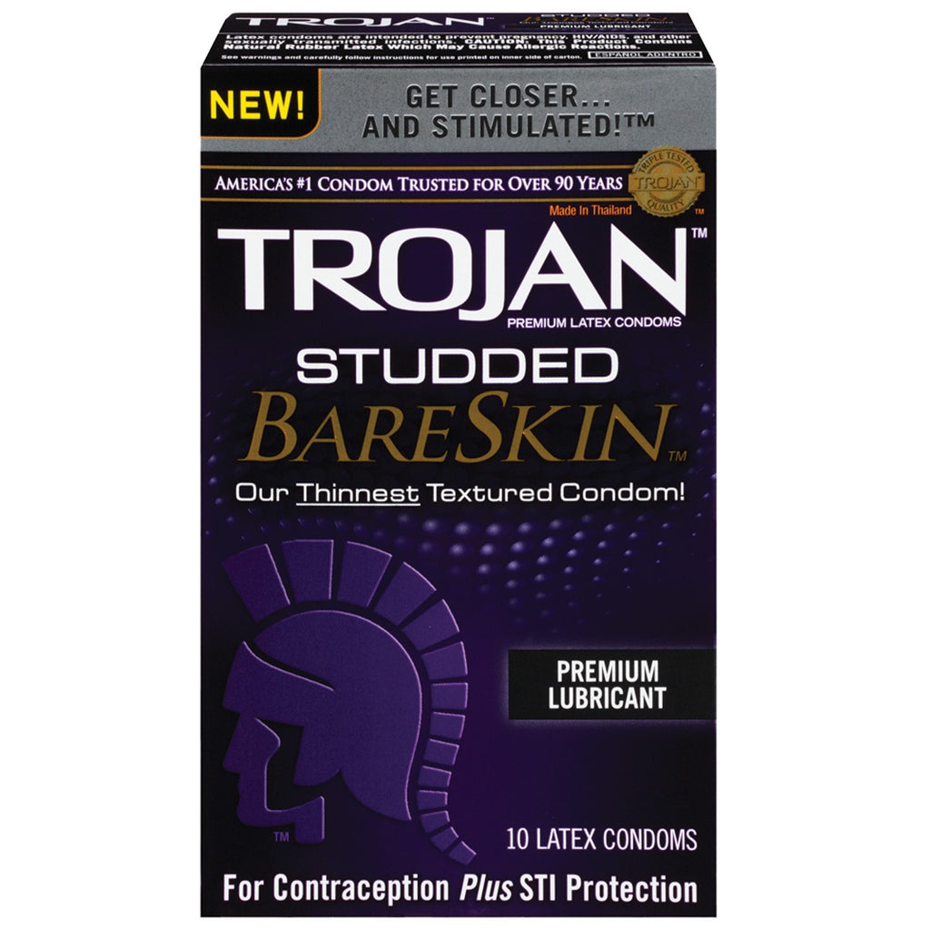 Trojan Studded Bareskin Condoms - Box of 10