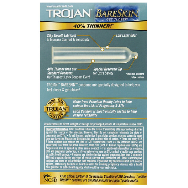 Trojan Bare Skin Condoms - Box of 10