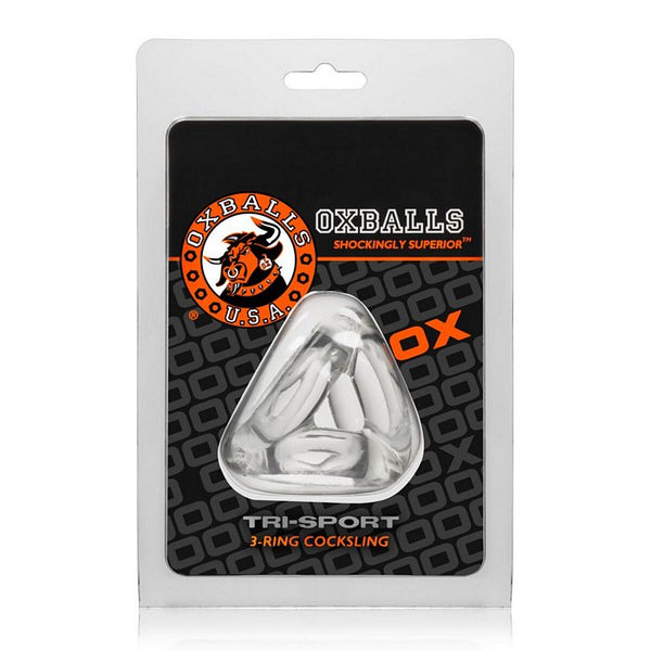 Oxballs Atomic Jock Tri Sport 3 Ring Sling Cockring - Clear